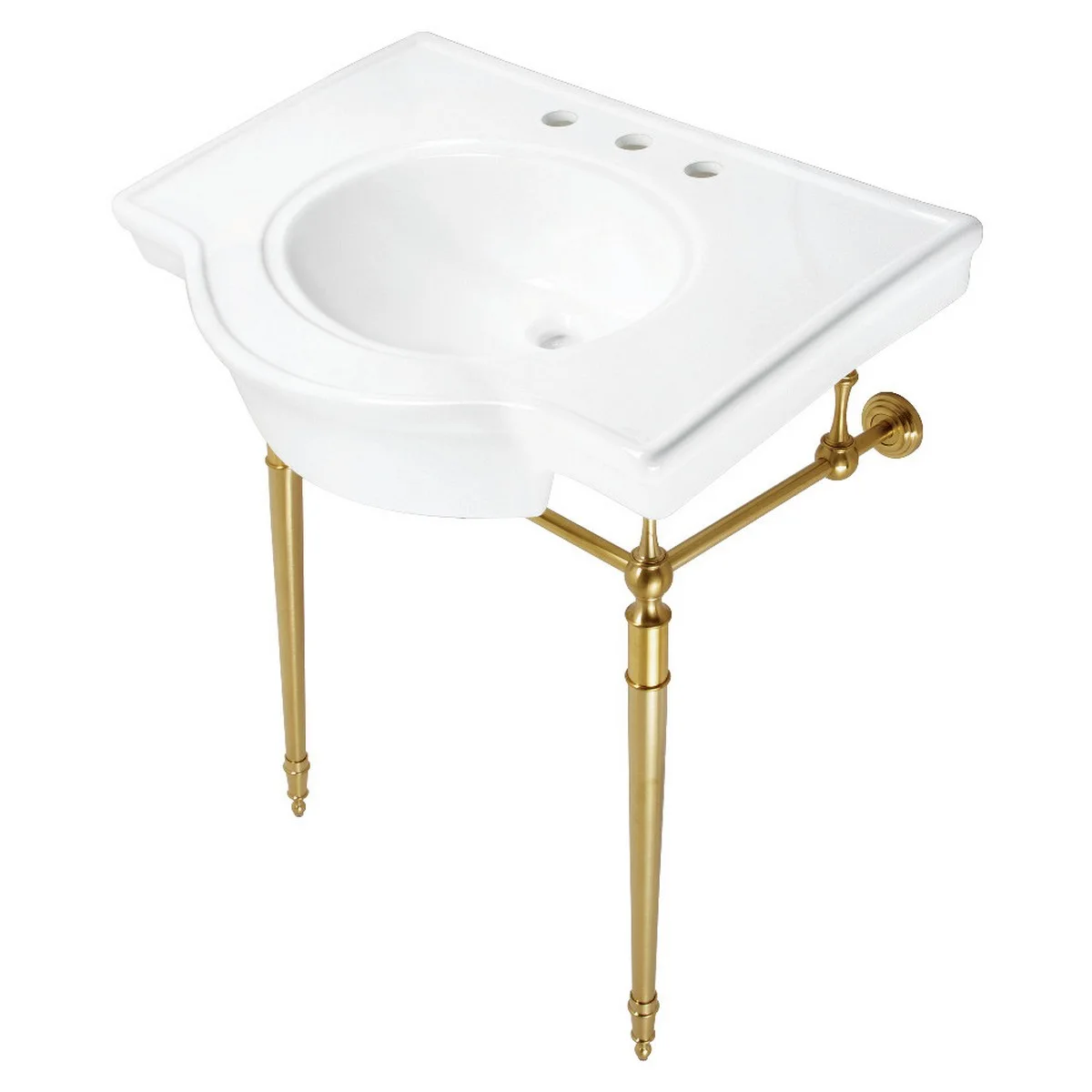 Edwardian Ceramic Console Sink with Brass Legs
