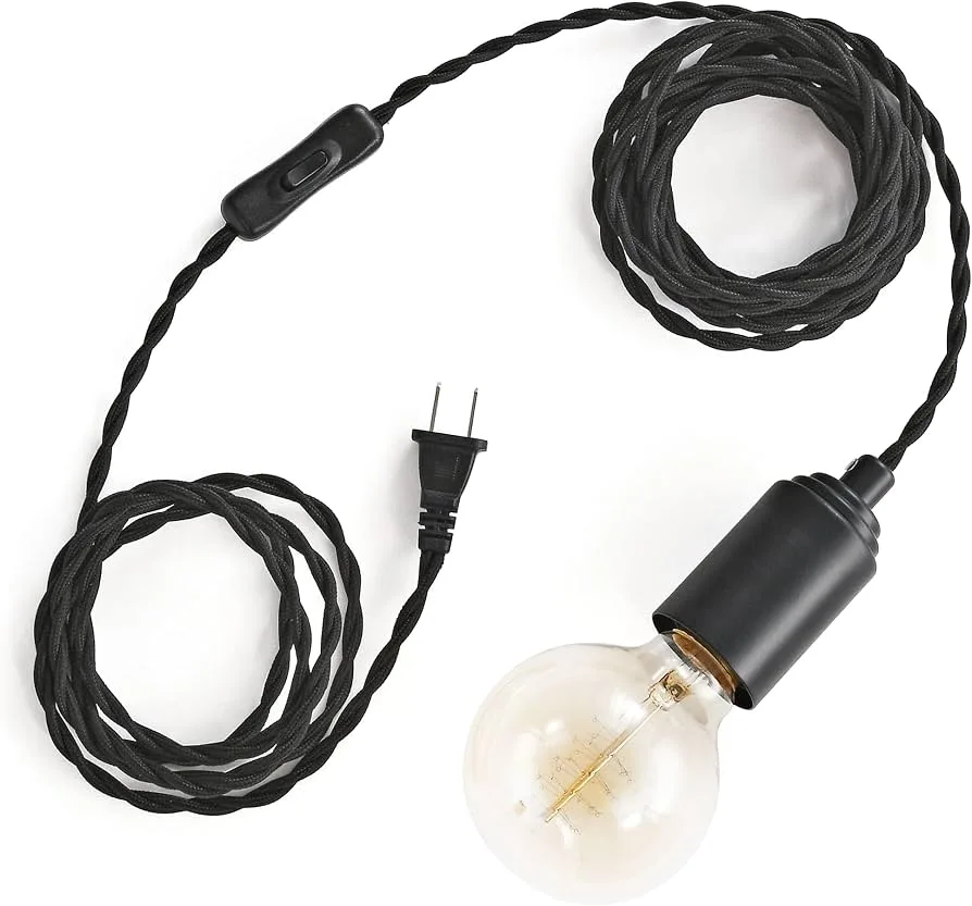 Matte Black Bare Bulb Pendant Light