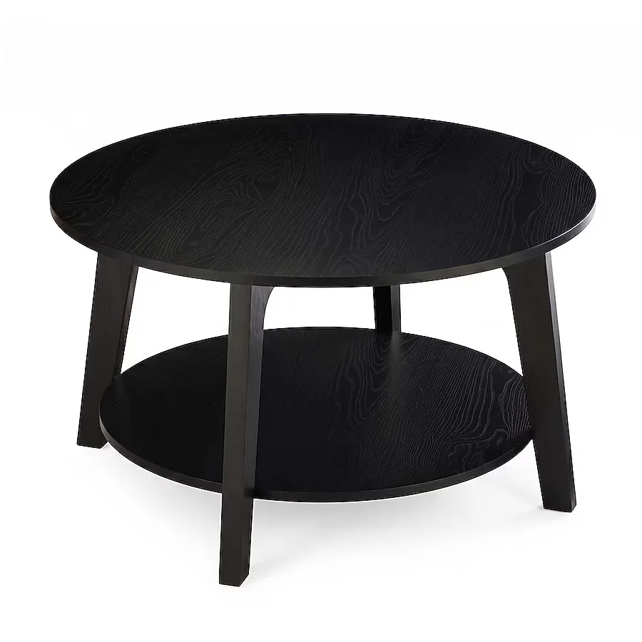 Round Black Wood Coffee Table