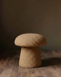 Tan Boucle Mushroom Stool