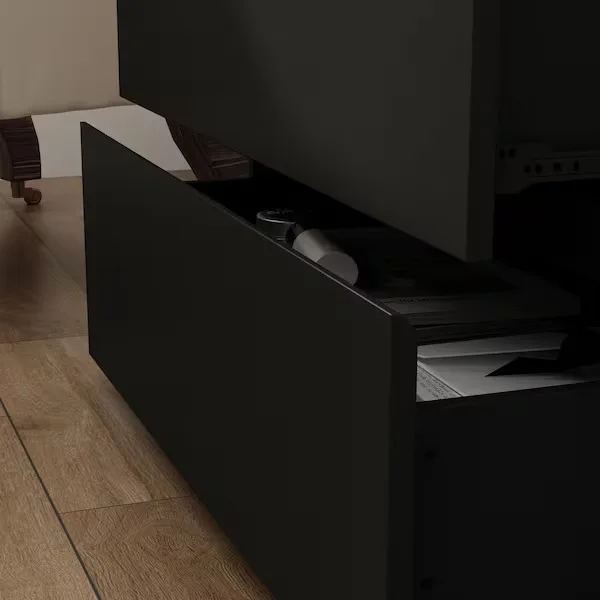 Matte Black Wood Nightstand