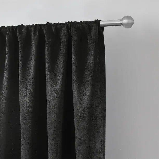 Shimmer Textured Black Velvet Curtain