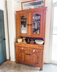 Antique Farmhouse Wooden Hutch Cabinet