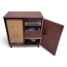 Silvertone Mid-Century Modern Record Player Cabinet