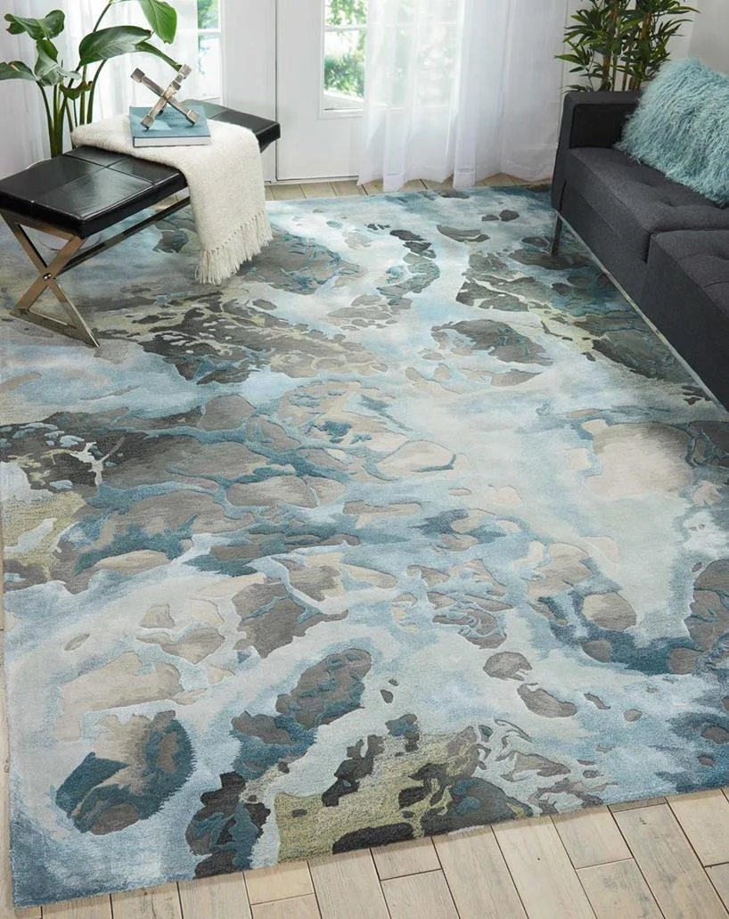 Nourison Prismatic Abstract Blue and Gray Area Rug