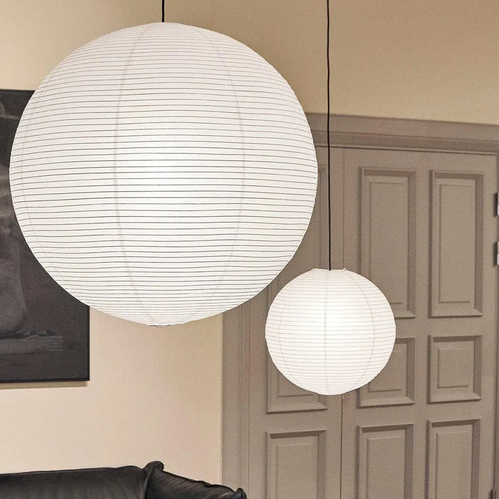 White Ribbed Paper Lantern Pendant Light