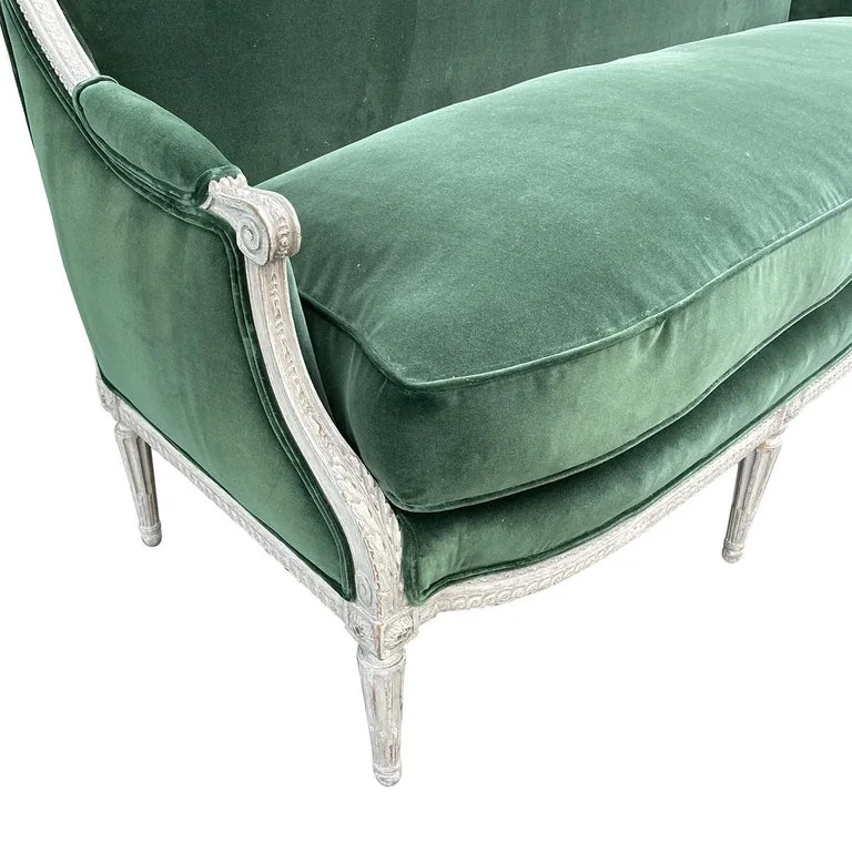 Green Velvet Upholstered Settee