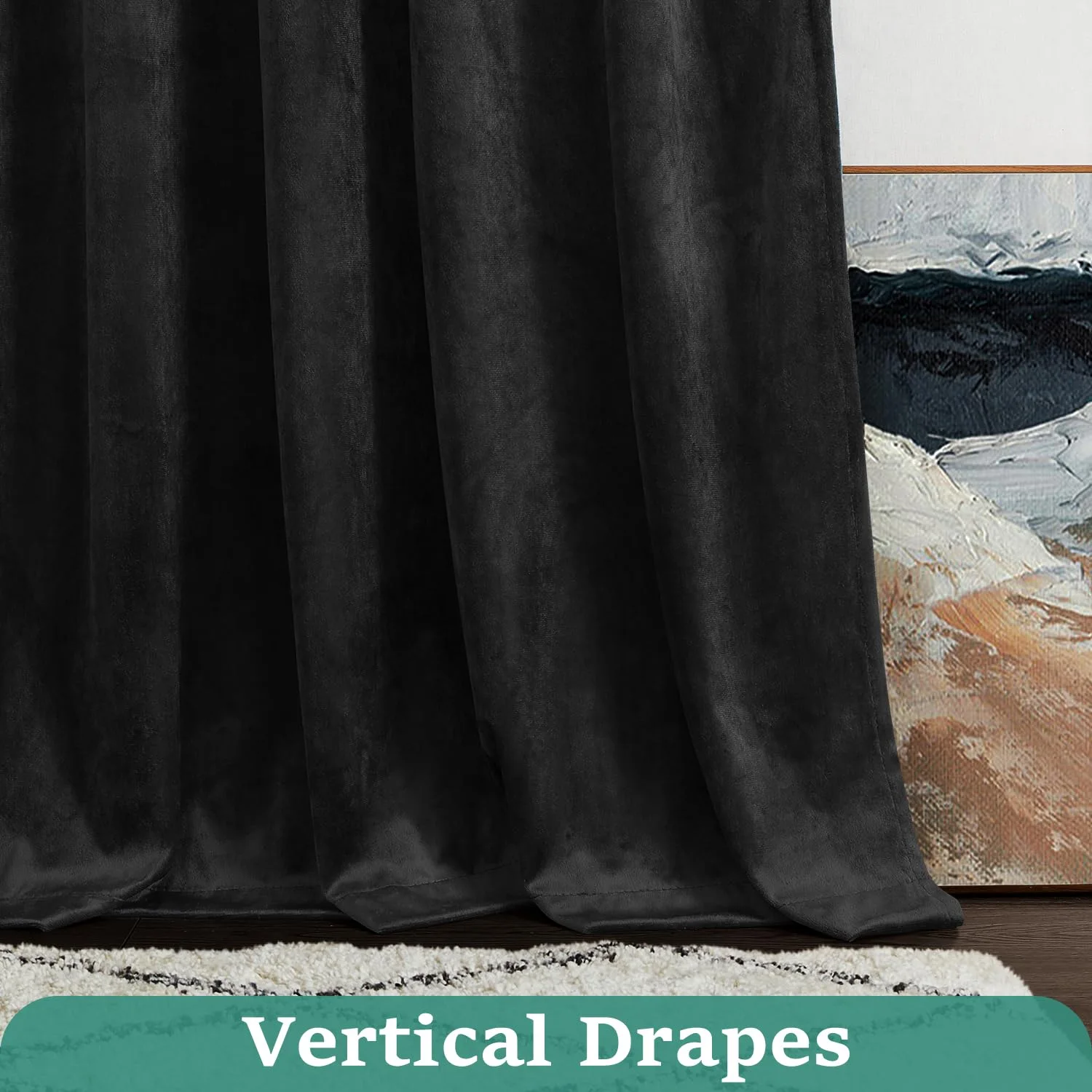 Solid Black Velvet Curtain