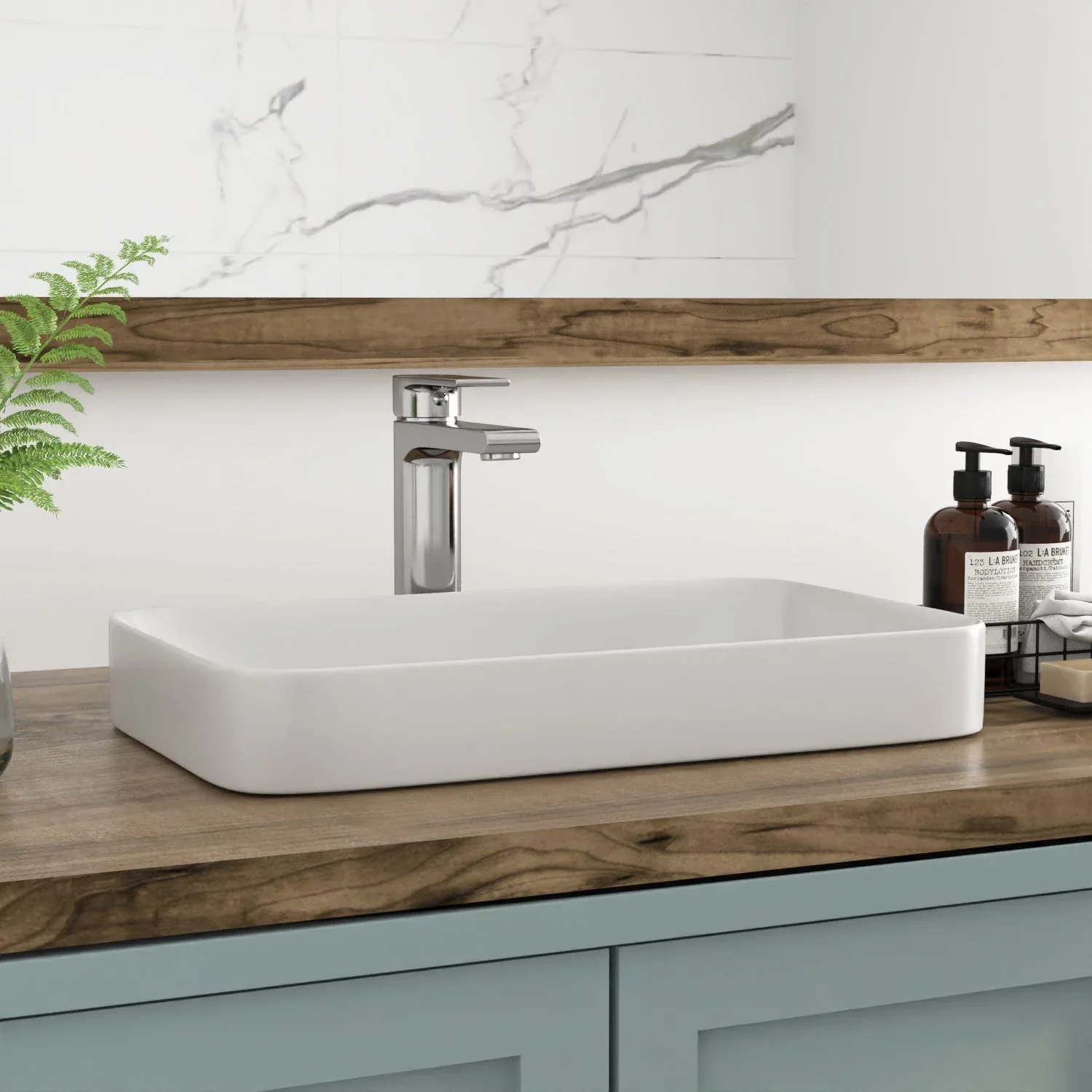 DeerValley Ally White Rectangular Ceramic Vessel Sink