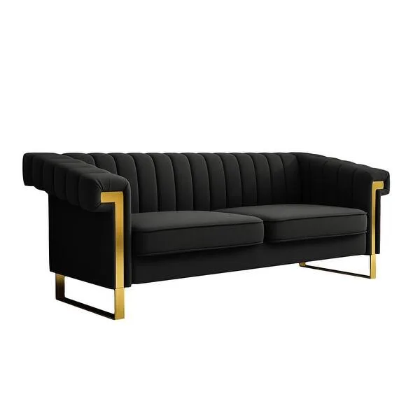 Black Channel Tufted Sofa