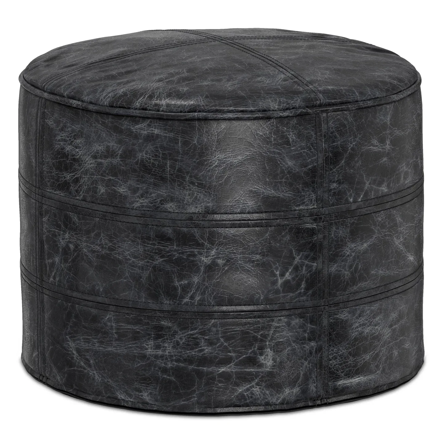 Connor Round Leather Pouf Ottoman