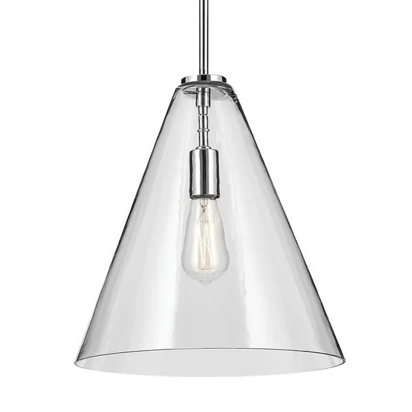 Kichler Everly Chrome Conical Glass Pendant Light
