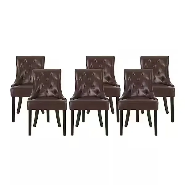 Noble House Will Tufted Brown Leather Dining Chair