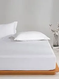 Solid White Cotton Fitted Sheet