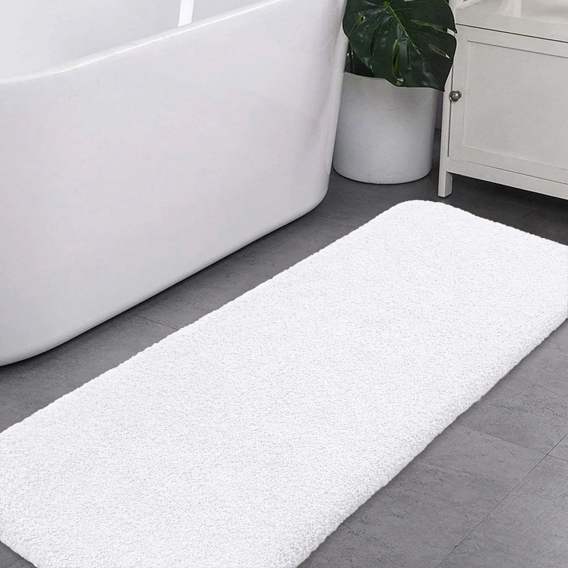 Solid White Bathroom Runner Rug