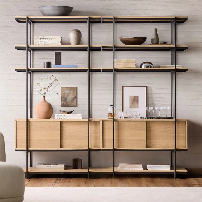 Pierce Modern Wood and Metal Modular Bookcase