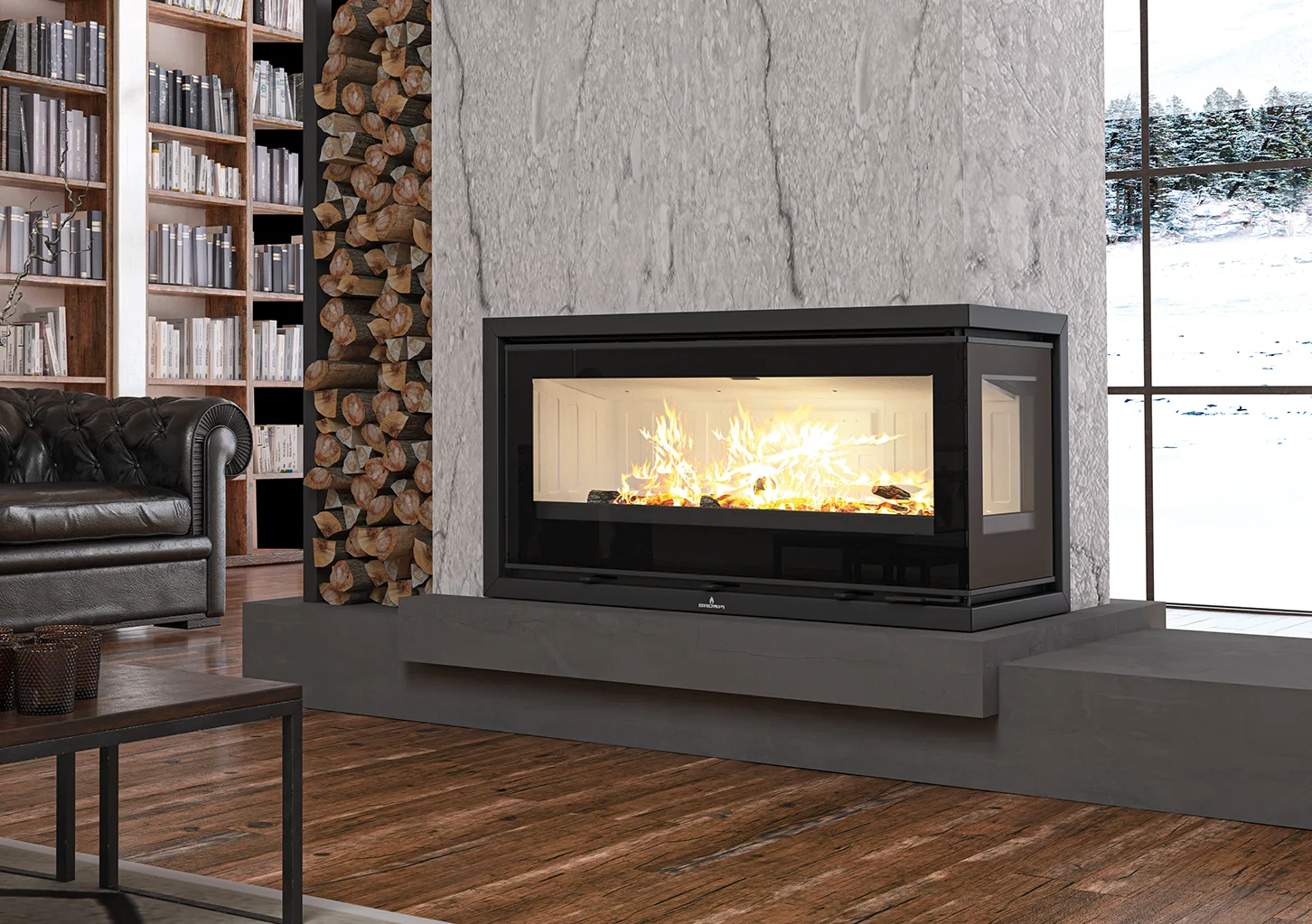 Modern Black Steel Fireplace Insert