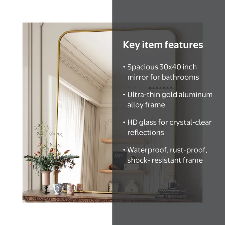 Gold Rectangular Wall Mirror