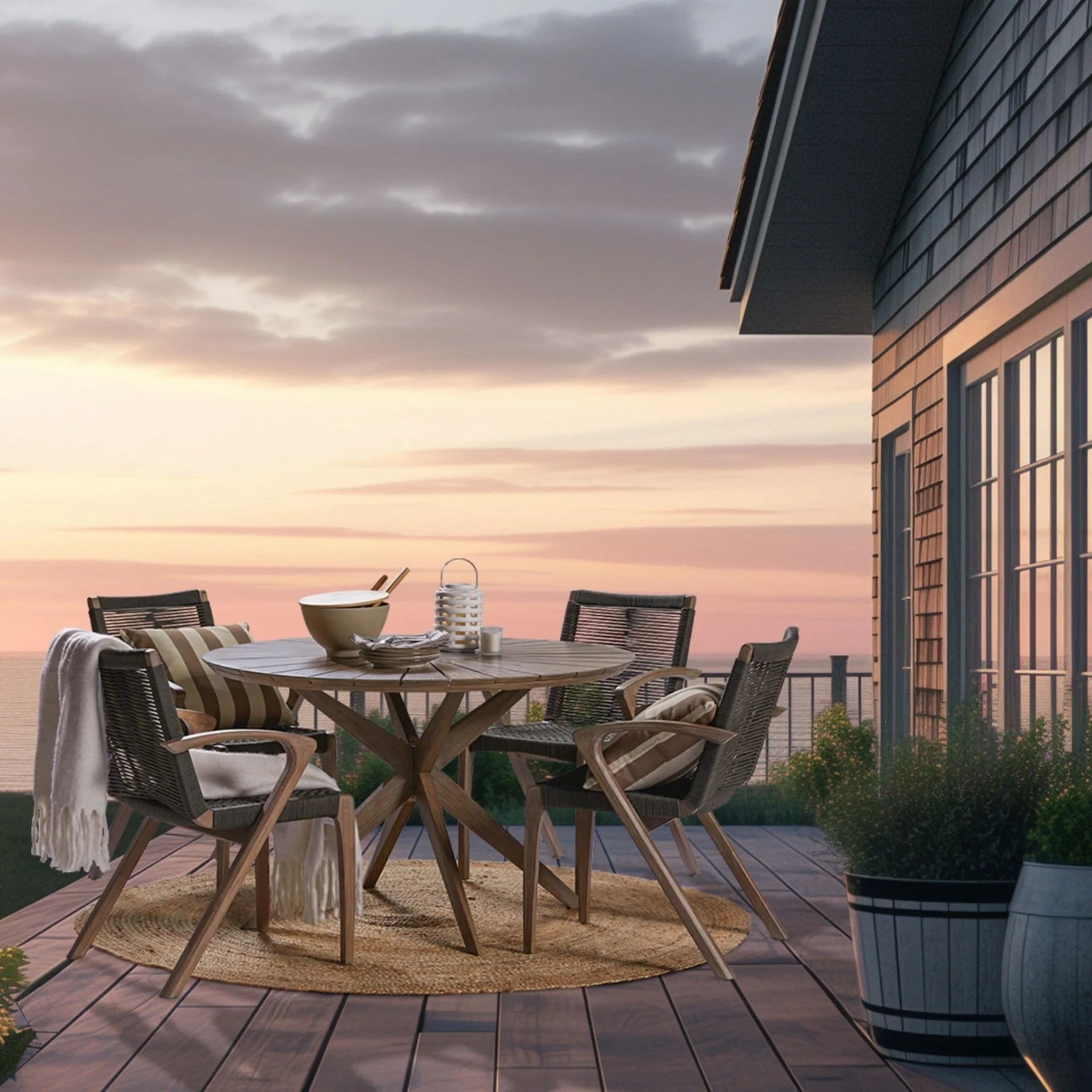 Round Wood Outdoor Dining Table