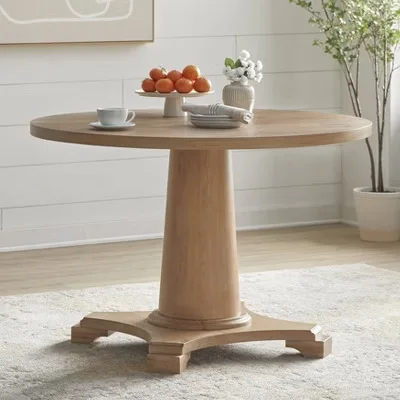 Atwood Round Oak Pedestal Dining Table