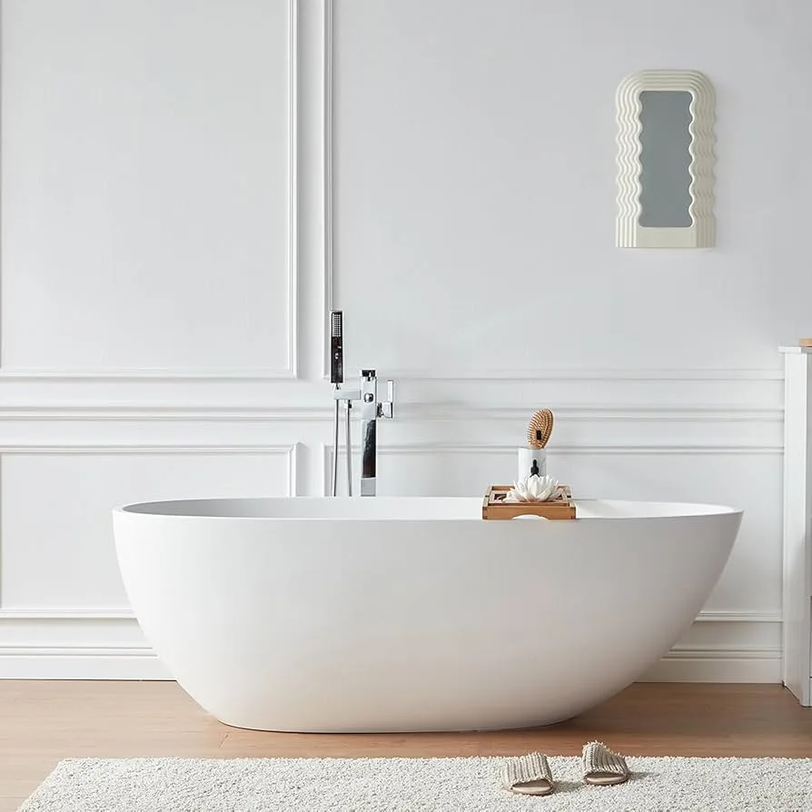 Matte White Oval Freestanding Bathtub