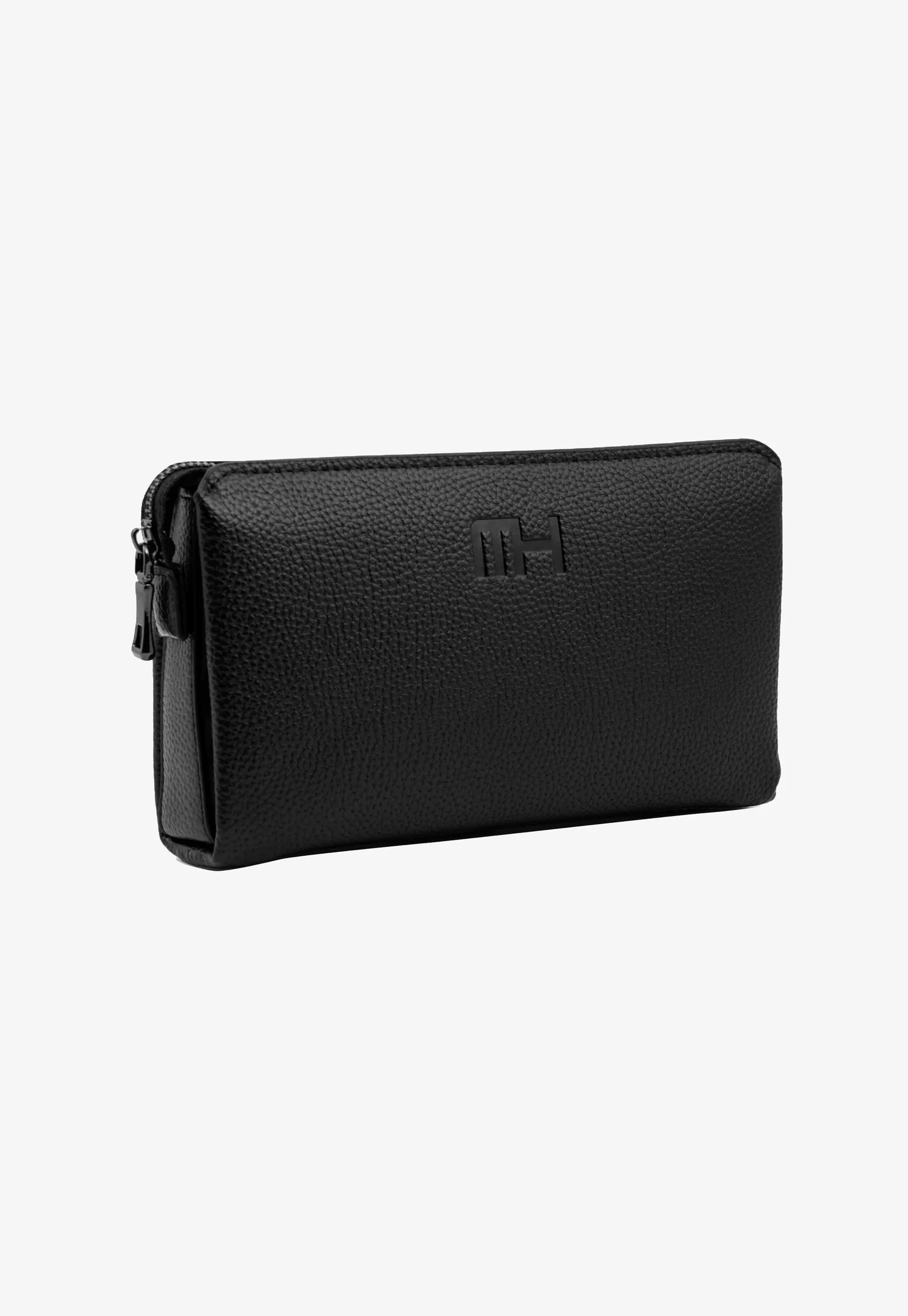 Moneyhold MH Black Leather Rectangular Clutch Bag
