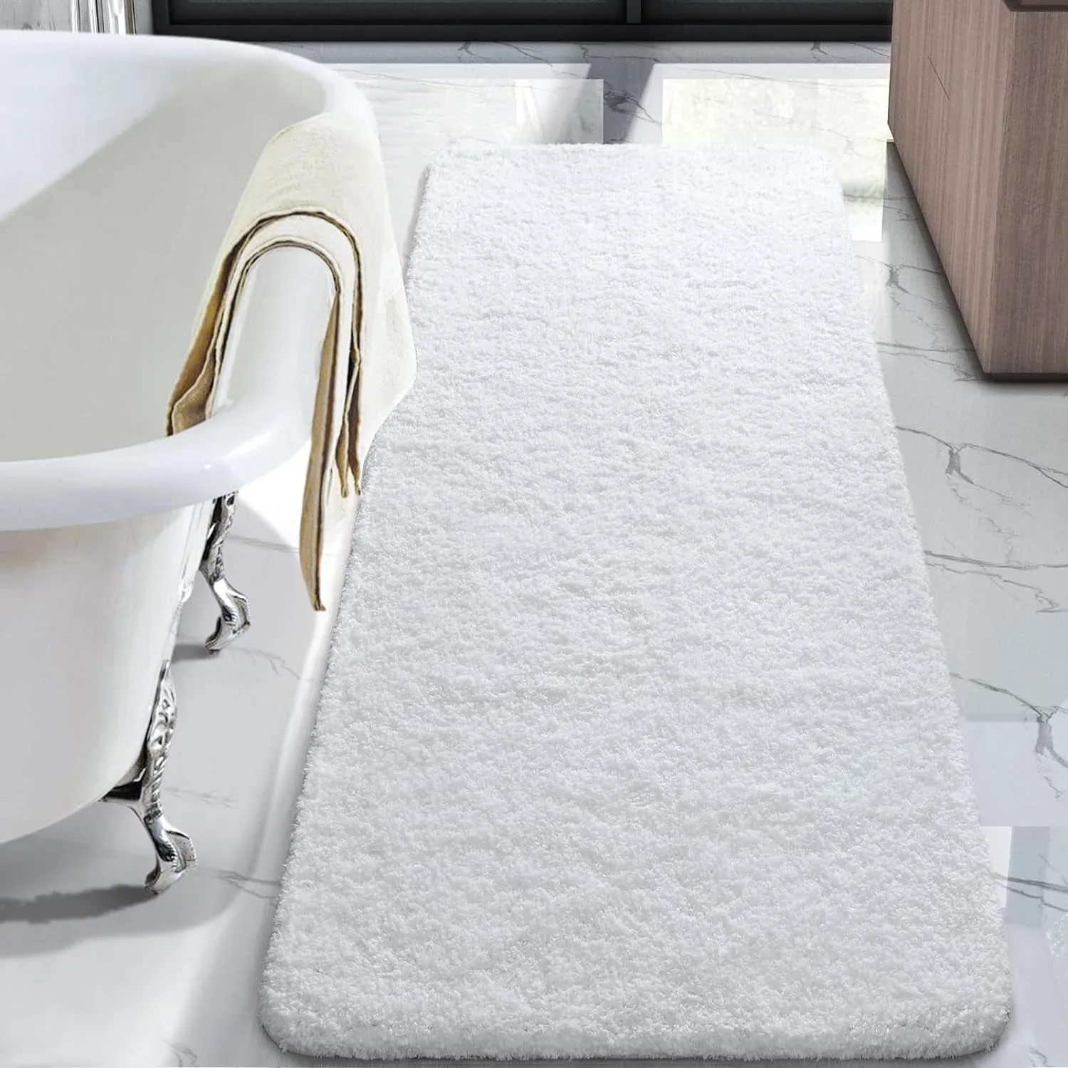 Solid White Bathroom Runner Rug