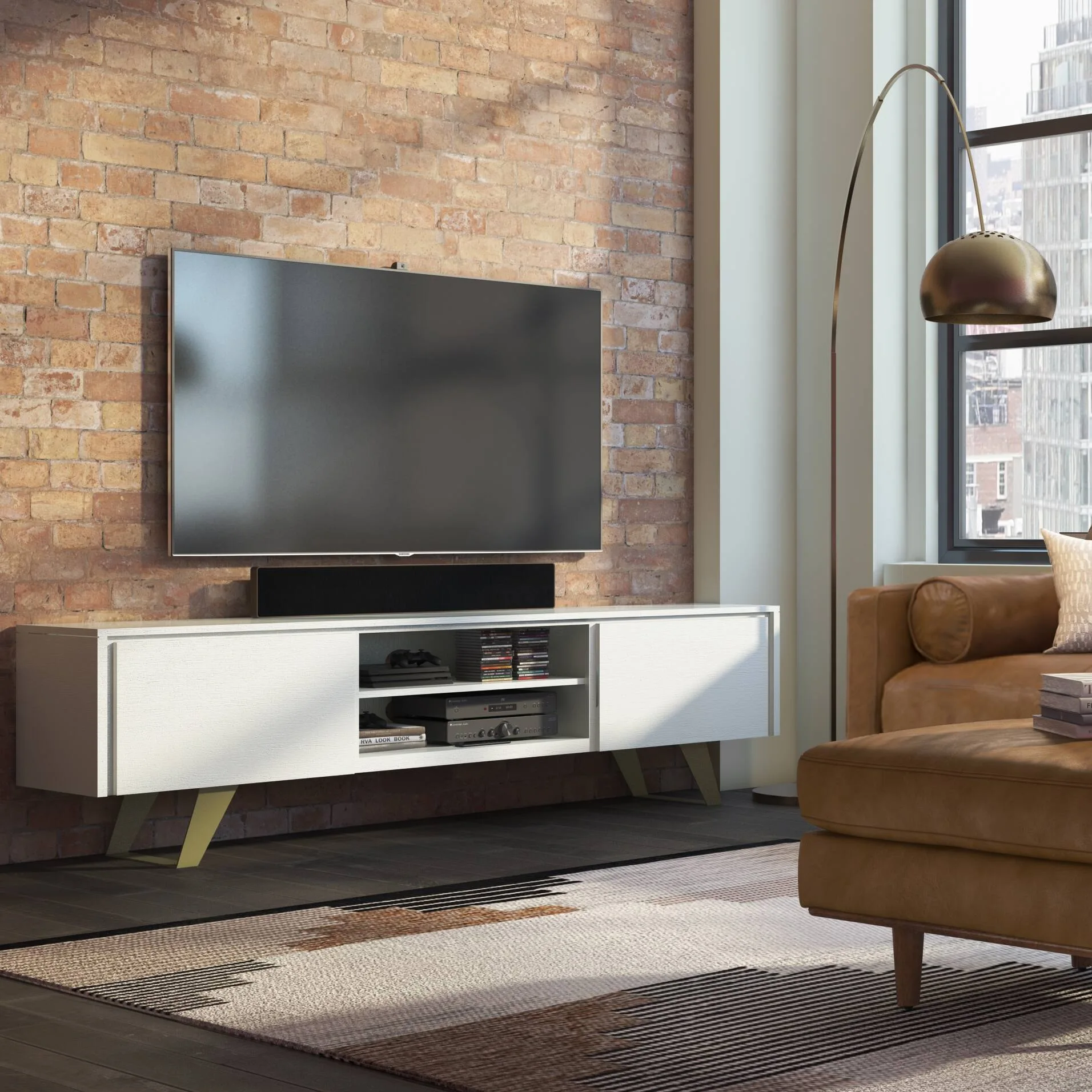 Mitchell Modern White Media Console