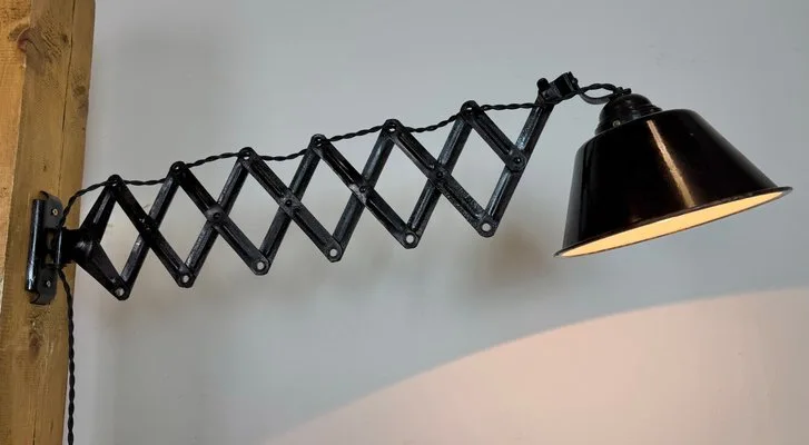 Industrial Black Scissor Arm Wall Lamp