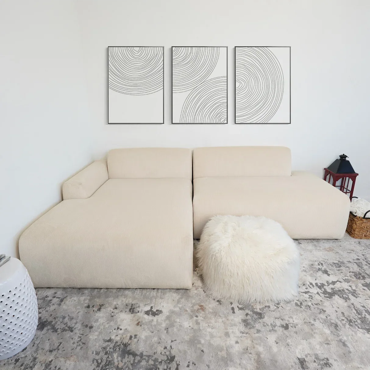 Cream Velvet Modular Sofa