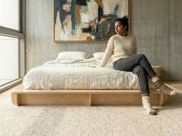 Natural Wood Platform Bed
