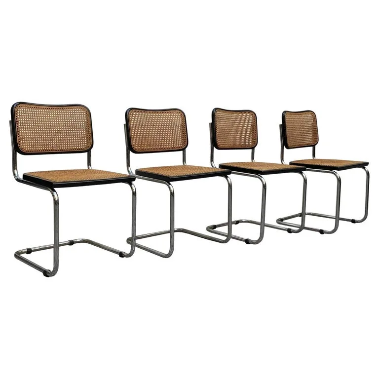 Black Cane Cantilever Dining Chair
