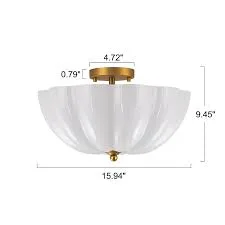 Ribbed Glass Semi-Flush Ceiling Fixture