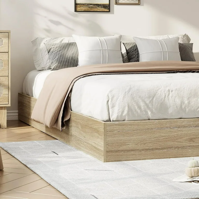 Natural Wood Platform Bed