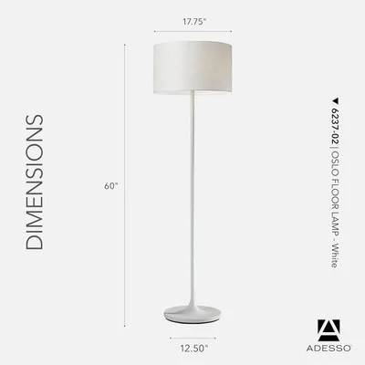 Adesso Oslo Modern White Metal Floor Lamp