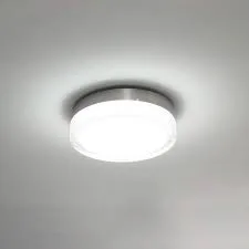 Brushed Steel Round Flush Mount Ceiling Light