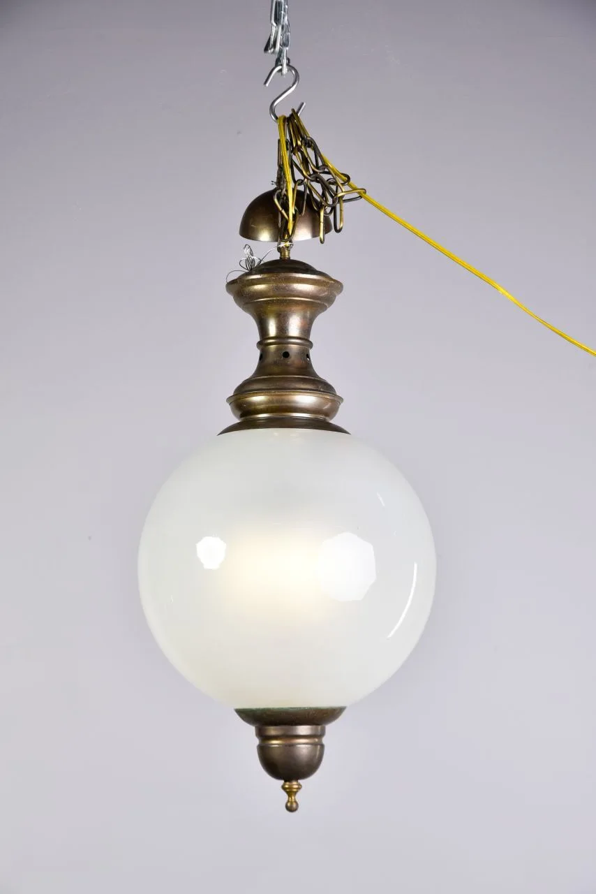Mid-Century Round Glass Pendant Light