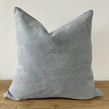 Solid Gray Linen Throw Pillow