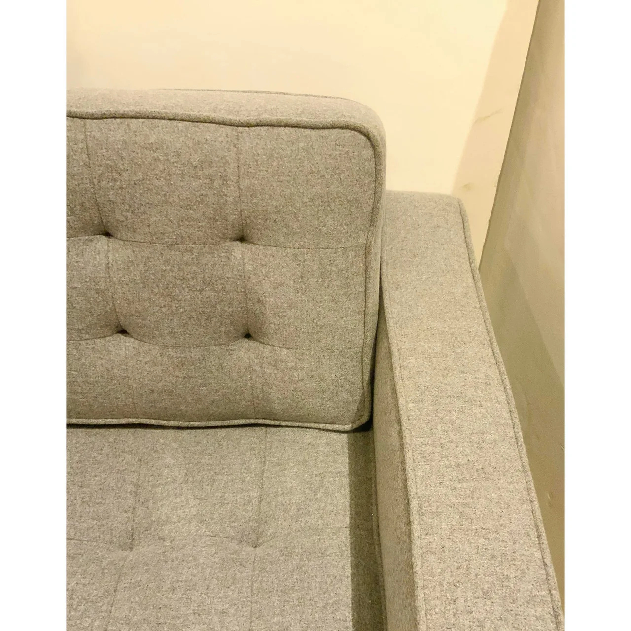 Tufted Gray Wool Armchair