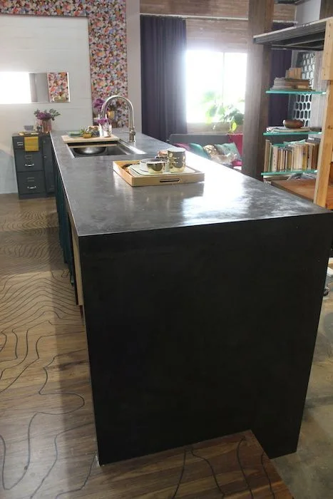 Black Concrete Kitchen Island