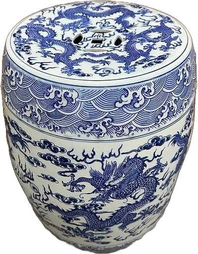 Blue and White Porcelain Garden Stool