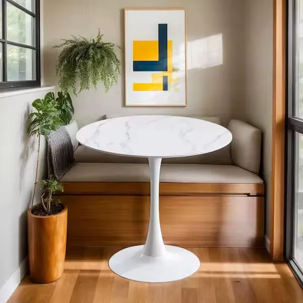 Round Marble Pedestal Dining Table