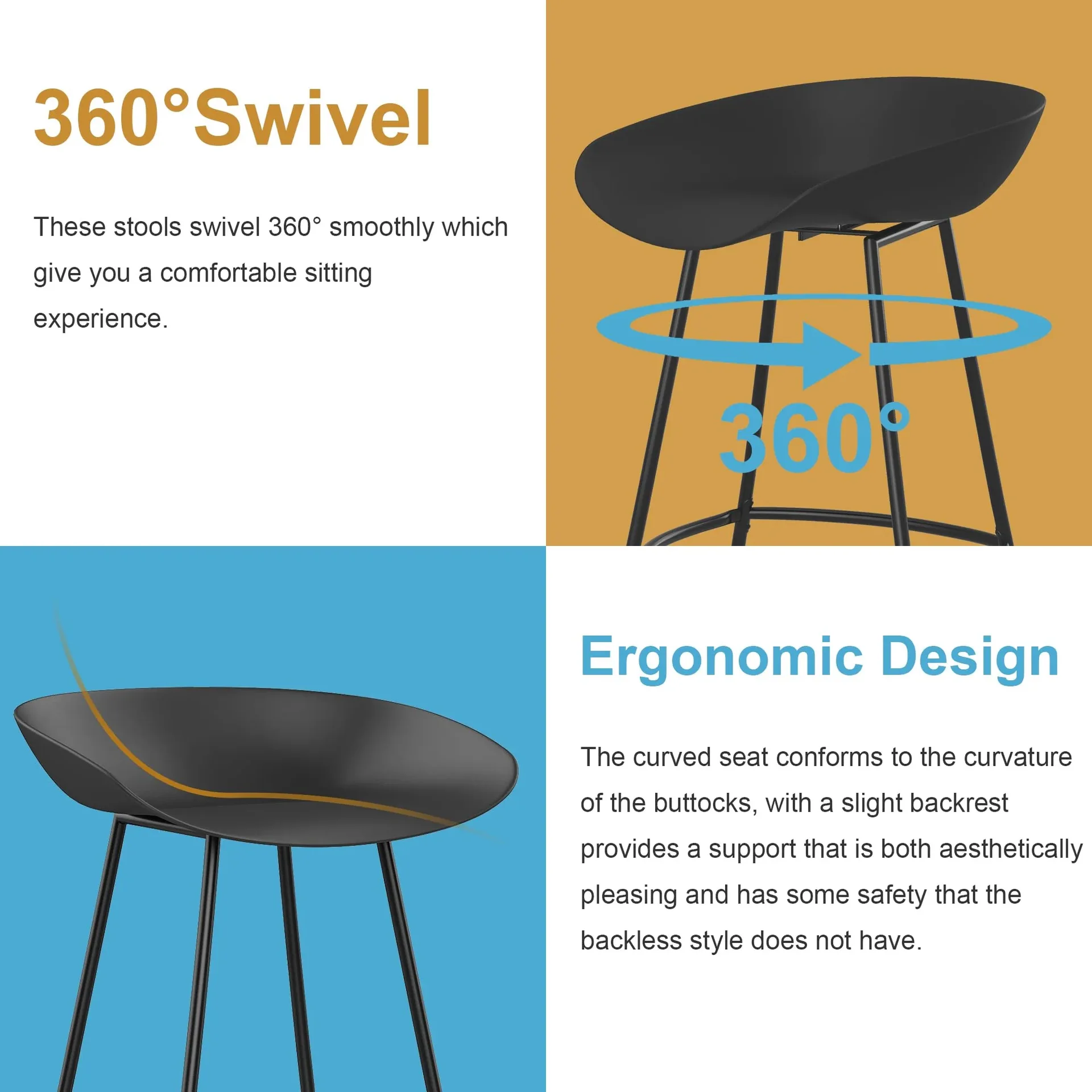 Modern Matte Black Bar Stool