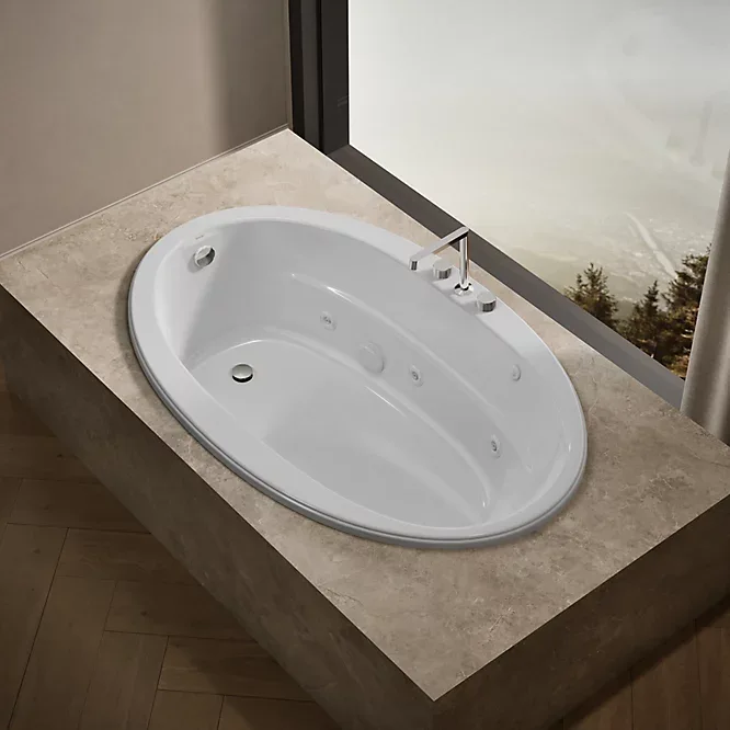 KOHLER Sunward Oval Acrylic Jetted Bathtub