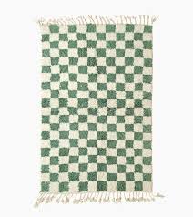 Aura Moroccan Green Checkered Rug