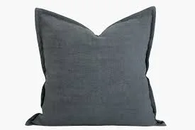 Solid Gray Linen Throw Pillow