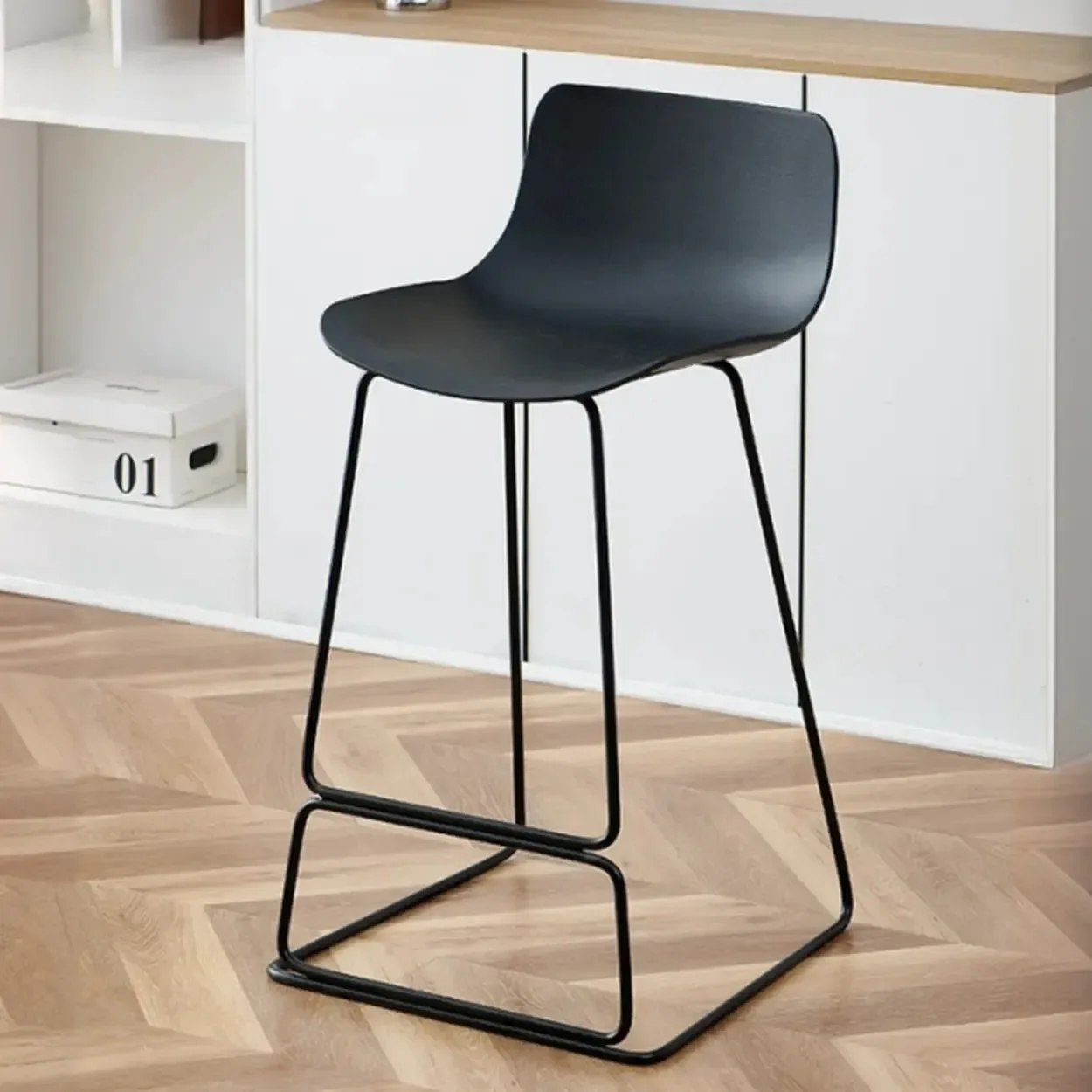 Matte Black Metal Counter Stool