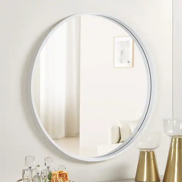 Minimalist White Round Wall Mirror