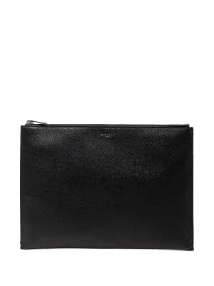 AllSaints Bettina Black Leather Rectangular Clutch Bag