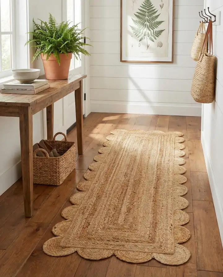 Natural Scalloped Jute Runner